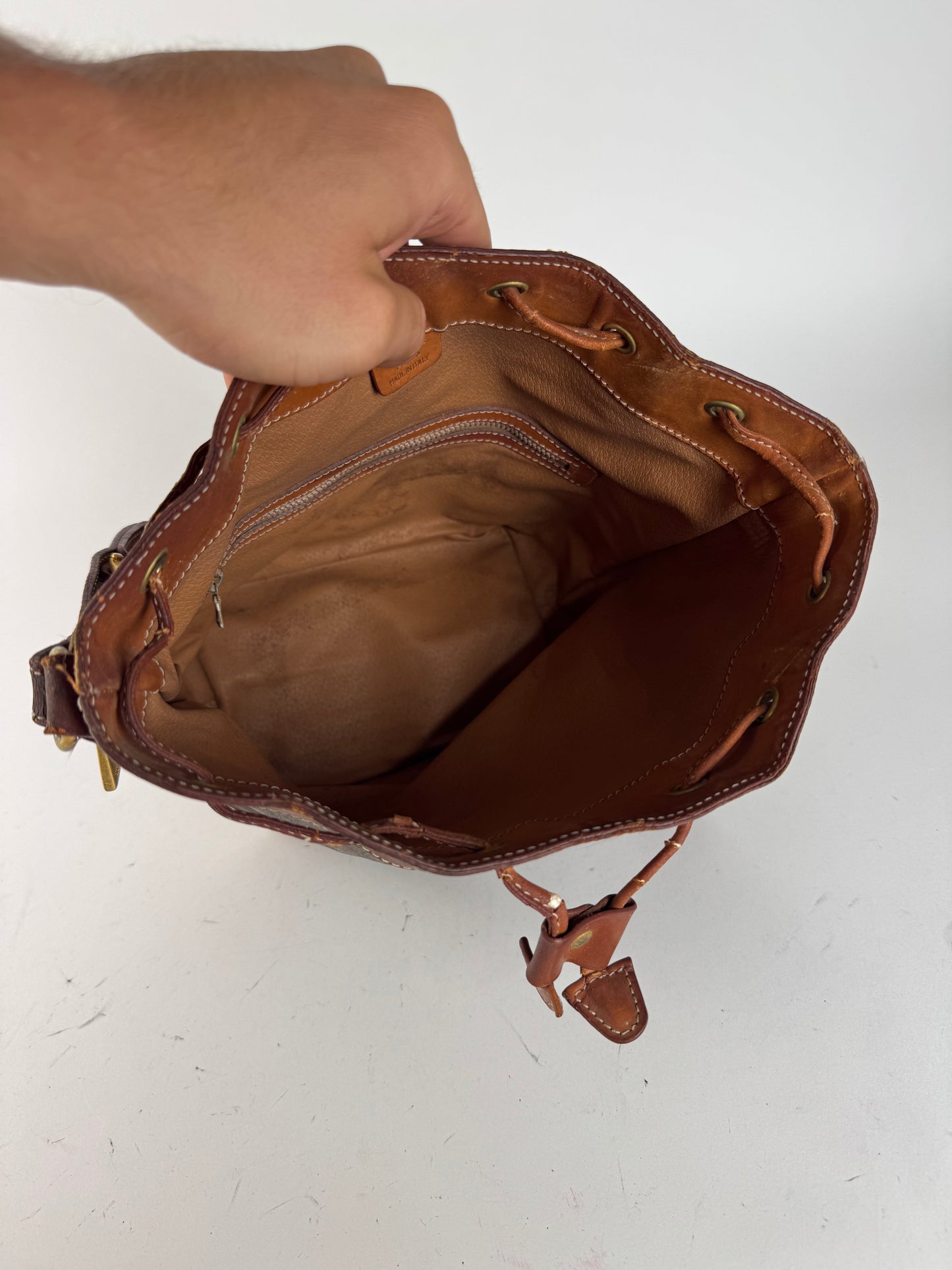 Sac Céline vintage en cuir monogrammé SAC Seau marron