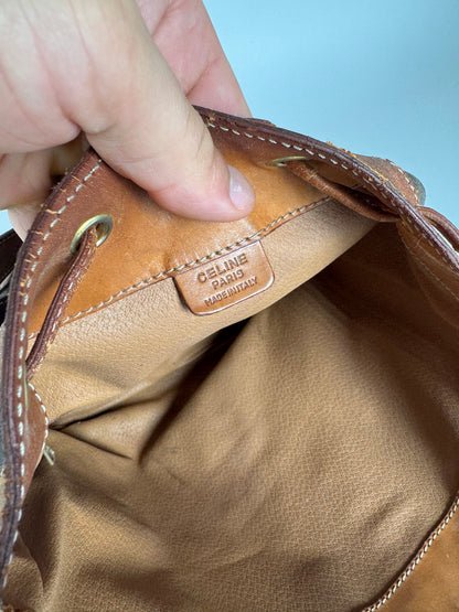 Sac Céline vintage en cuir monogrammé SAC Seau marron