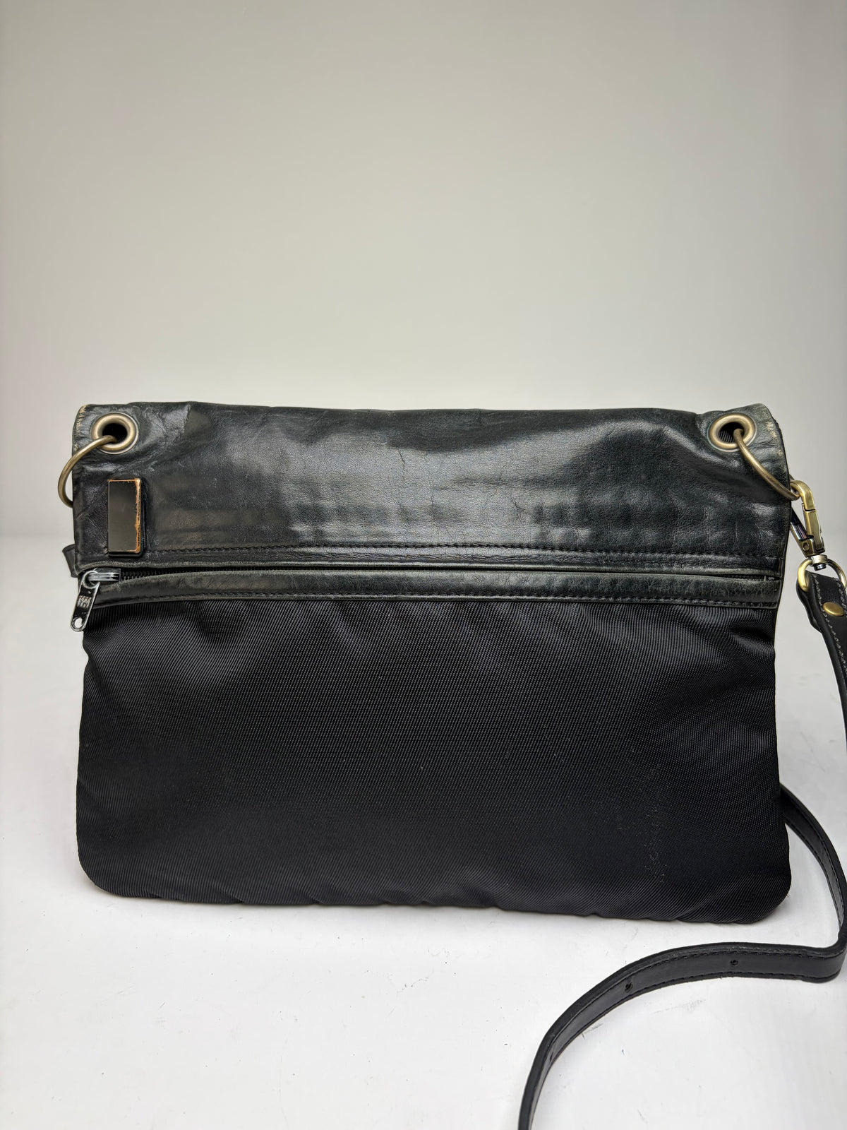 Vintage Issey Miyake Nylon Flap Crossbody Bag Late 1990s Black