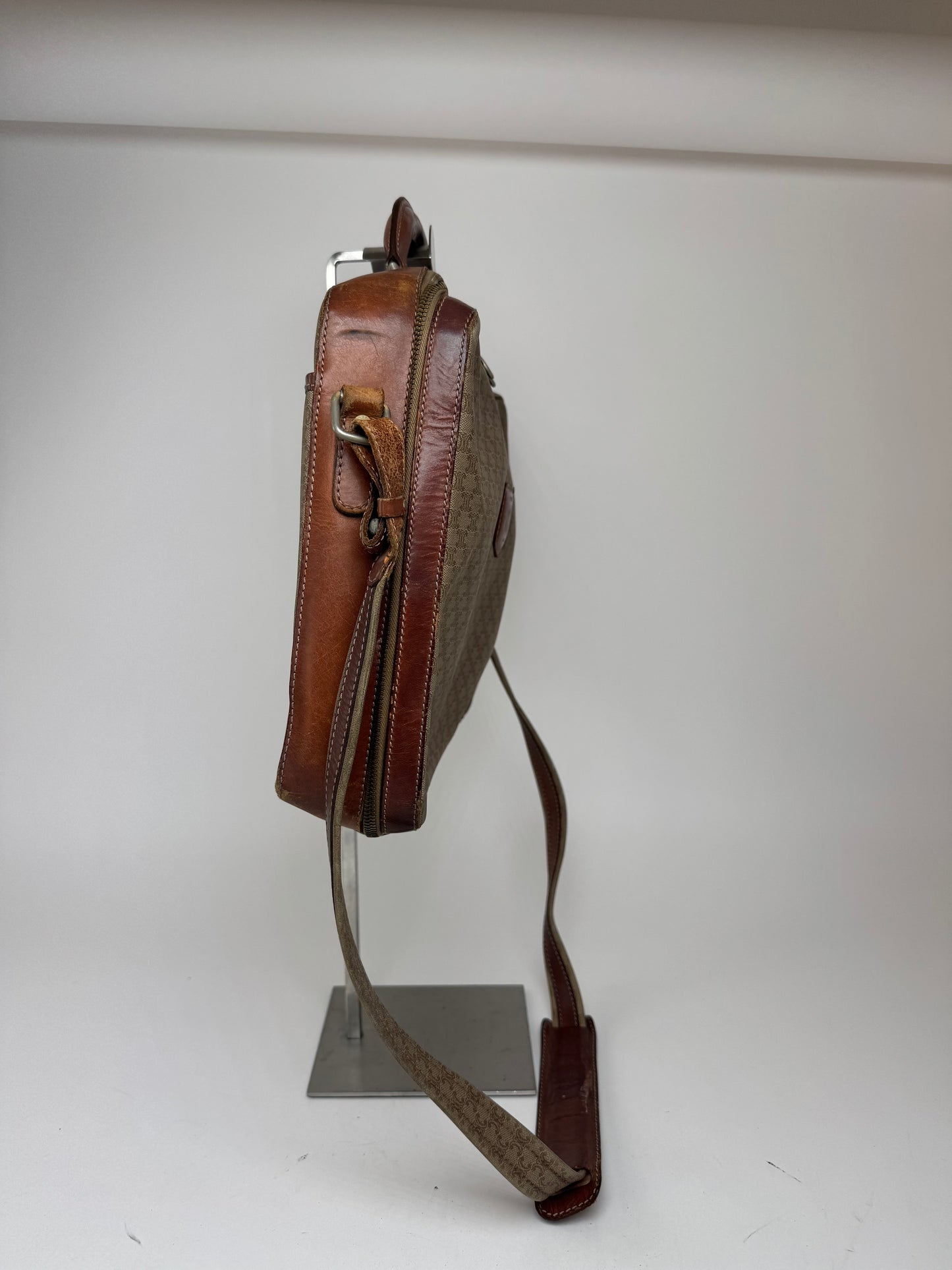 Vintage Celine Paris 2Way leather Triomphe Bag beige