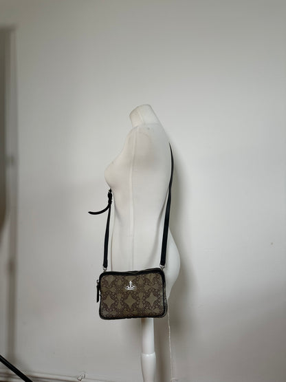 Vintage Vivienne Westwood Coated Canvas Crossbody Bag Beige Brown