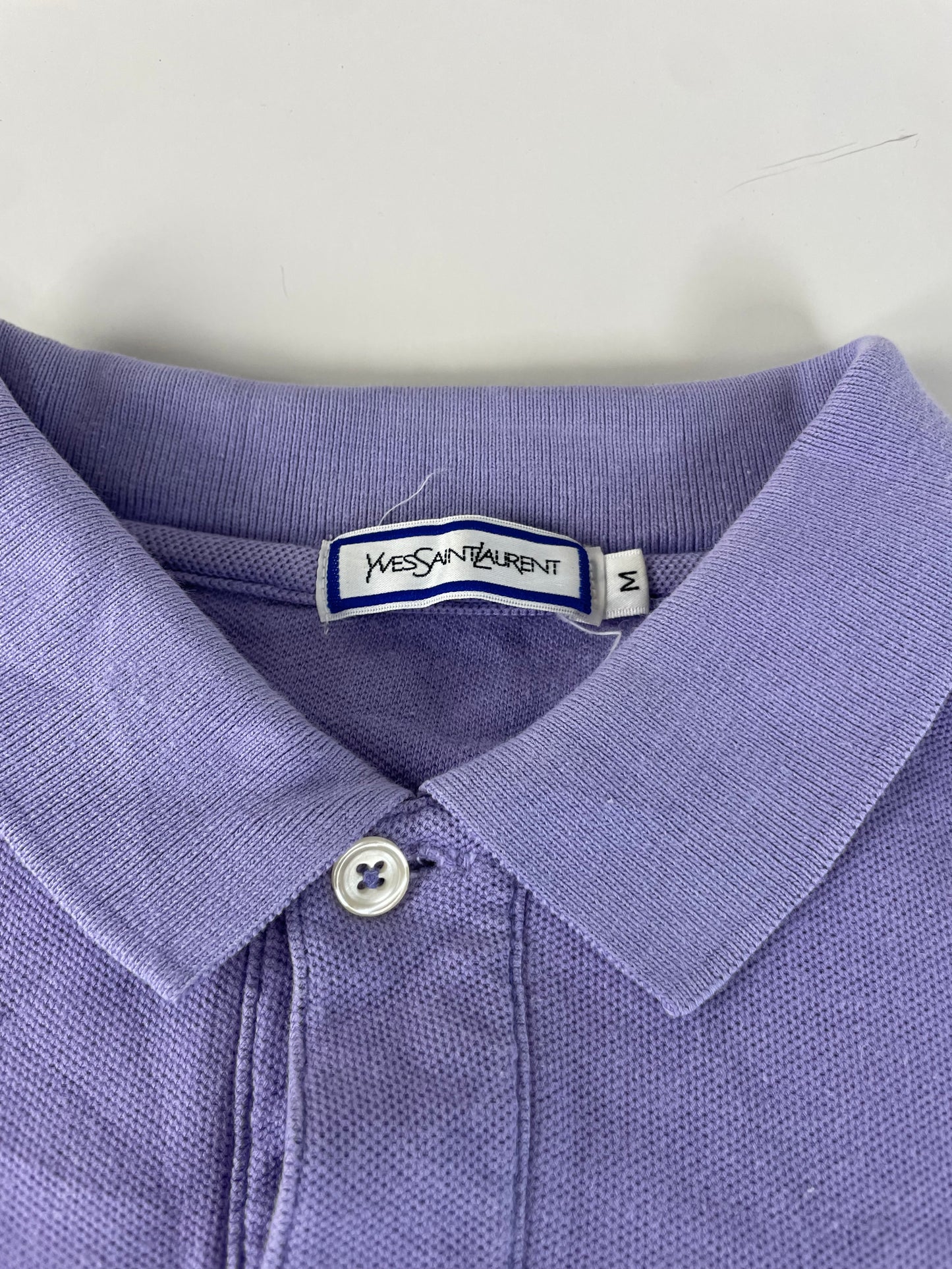 Vintage Yves Saint Laurent Cotton Long Sleeve Polo Light Purple M