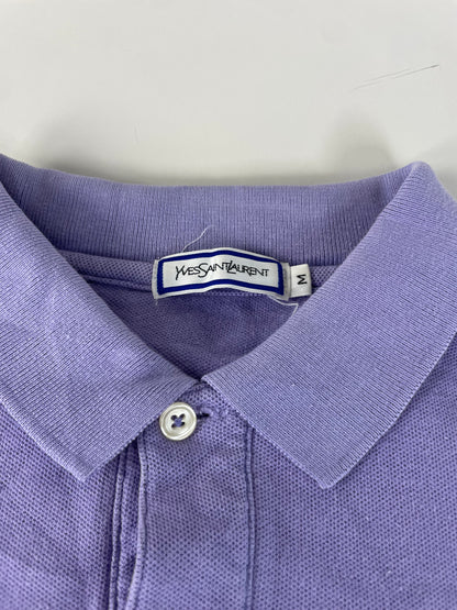 Vintage Yves Saint Laurent Cotton Long Sleeve Polo Light Purple M