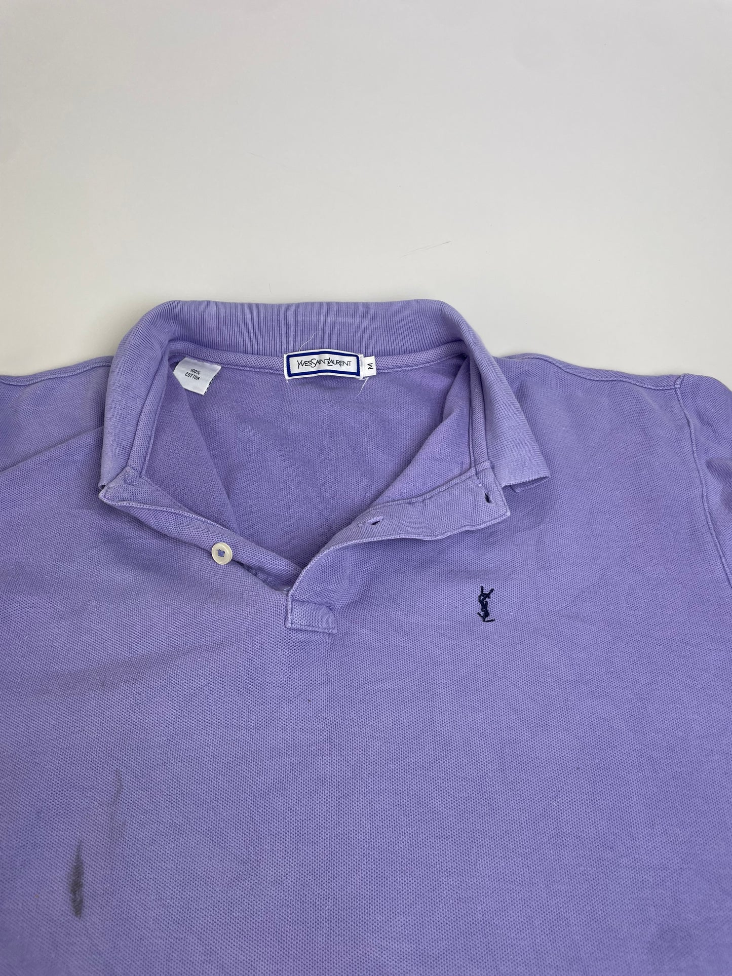 Vintage Yves Saint Laurent Cotton Long Sleeve Polo Light Purple M