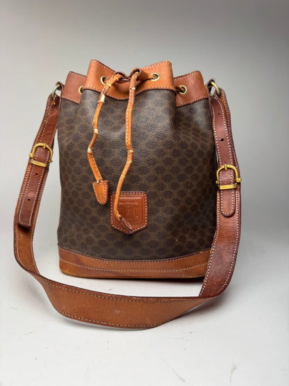 Sac Céline vintage en cuir monogrammé SAC Seau marron