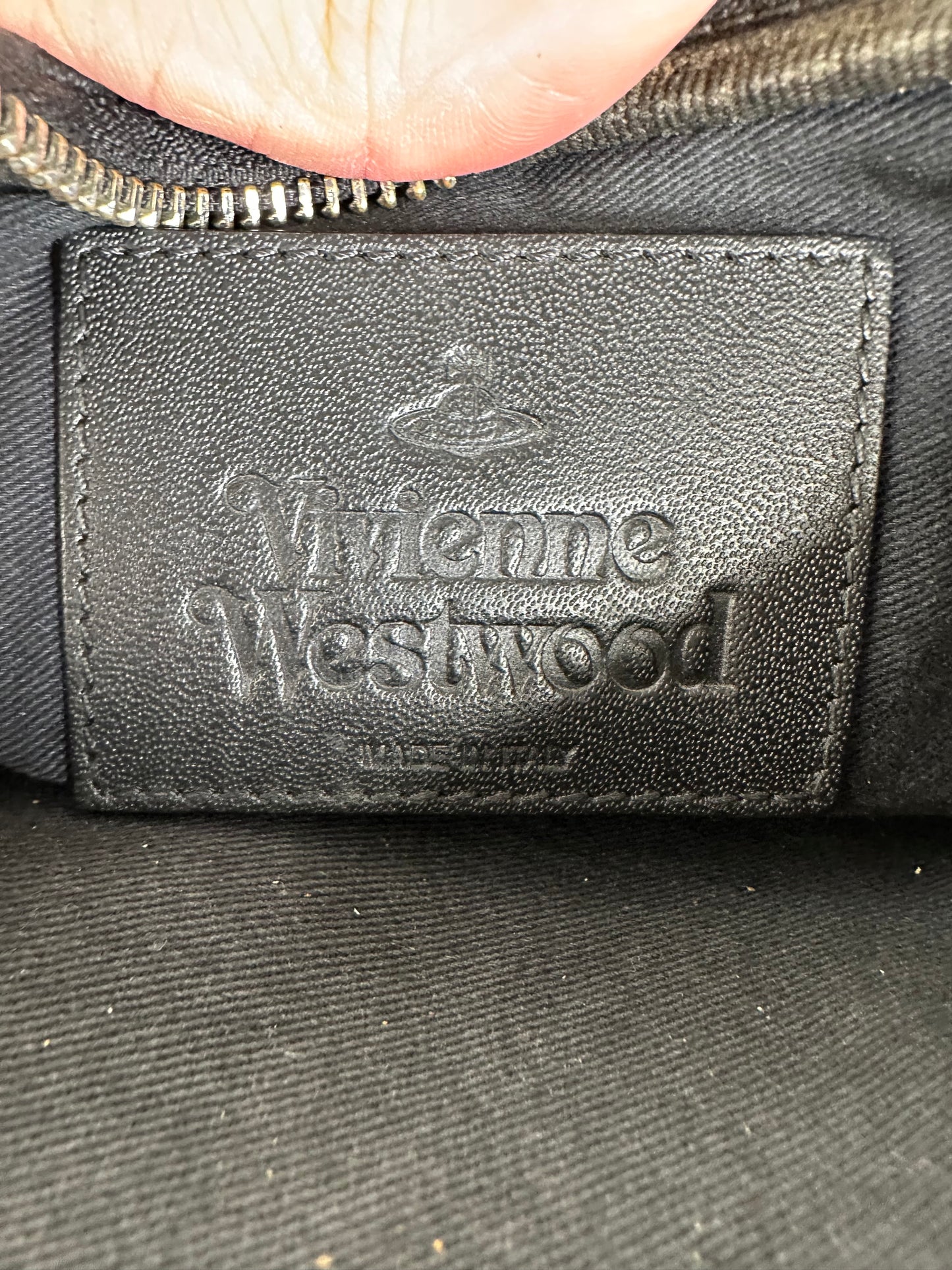 Vintage Vivienne Westwood Coated Canvas Crossbody Bag Beige Brown