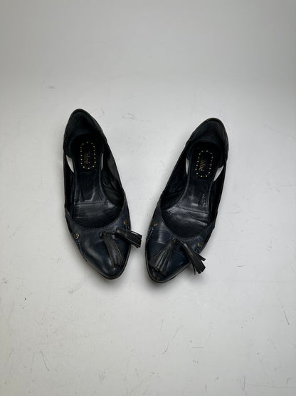 Vintage Chloe Leather Flats Black Gold EU36.5