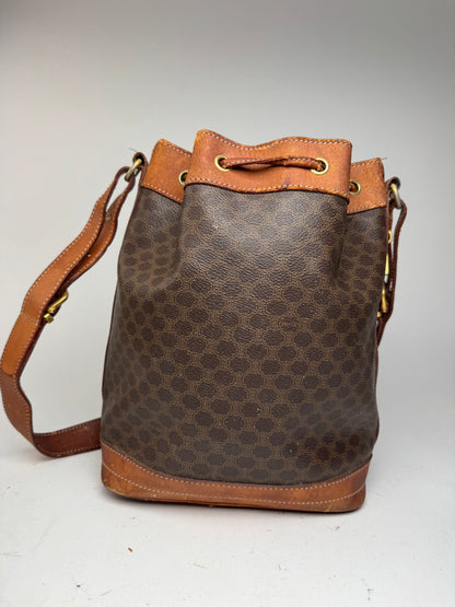 Sac Céline vintage en cuir monogrammé SAC Seau marron