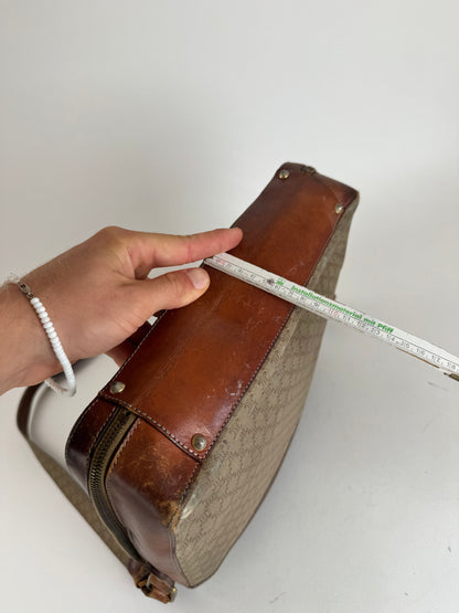 Vintage Celine Paris 2Way leather Triomphe Bag beige