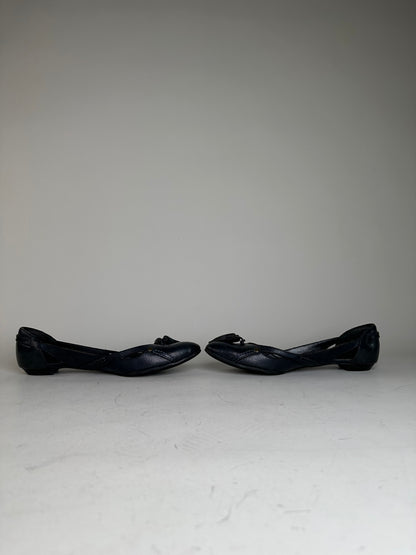 Vintage Chloe Leather Flats Black Gold EU36.5
