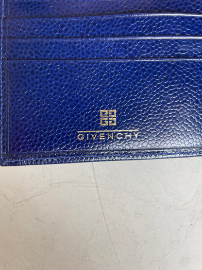 Vintage Givenchy Pebbled Leather Wallet Navy Gold