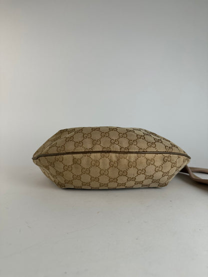 Vintage Gucci Croissant Canvas Monogram Multiway Bag Gold Beige