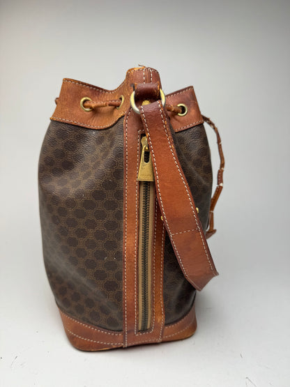 Sac Céline vintage en cuir monogrammé SAC Seau marron