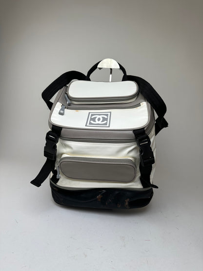 Vintage CHANEL Backpack Nylon Cream Black