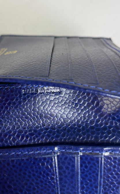 Vintage Givenchy Pebbled Leather Wallet Navy Gold