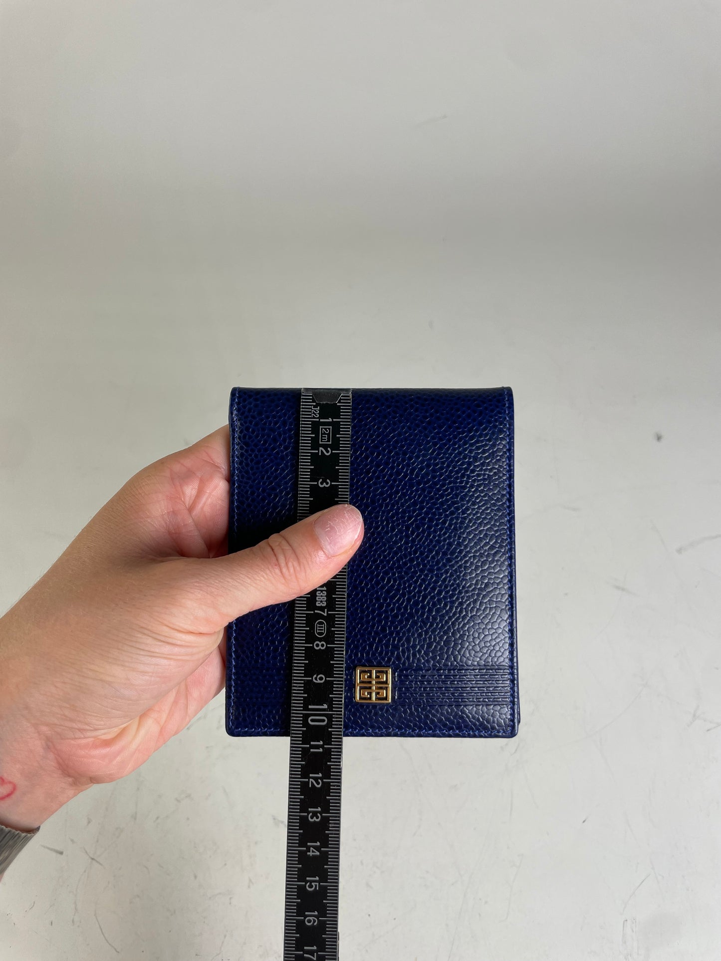 Vintage Givenchy Pebbled Leather Wallet Navy Gold