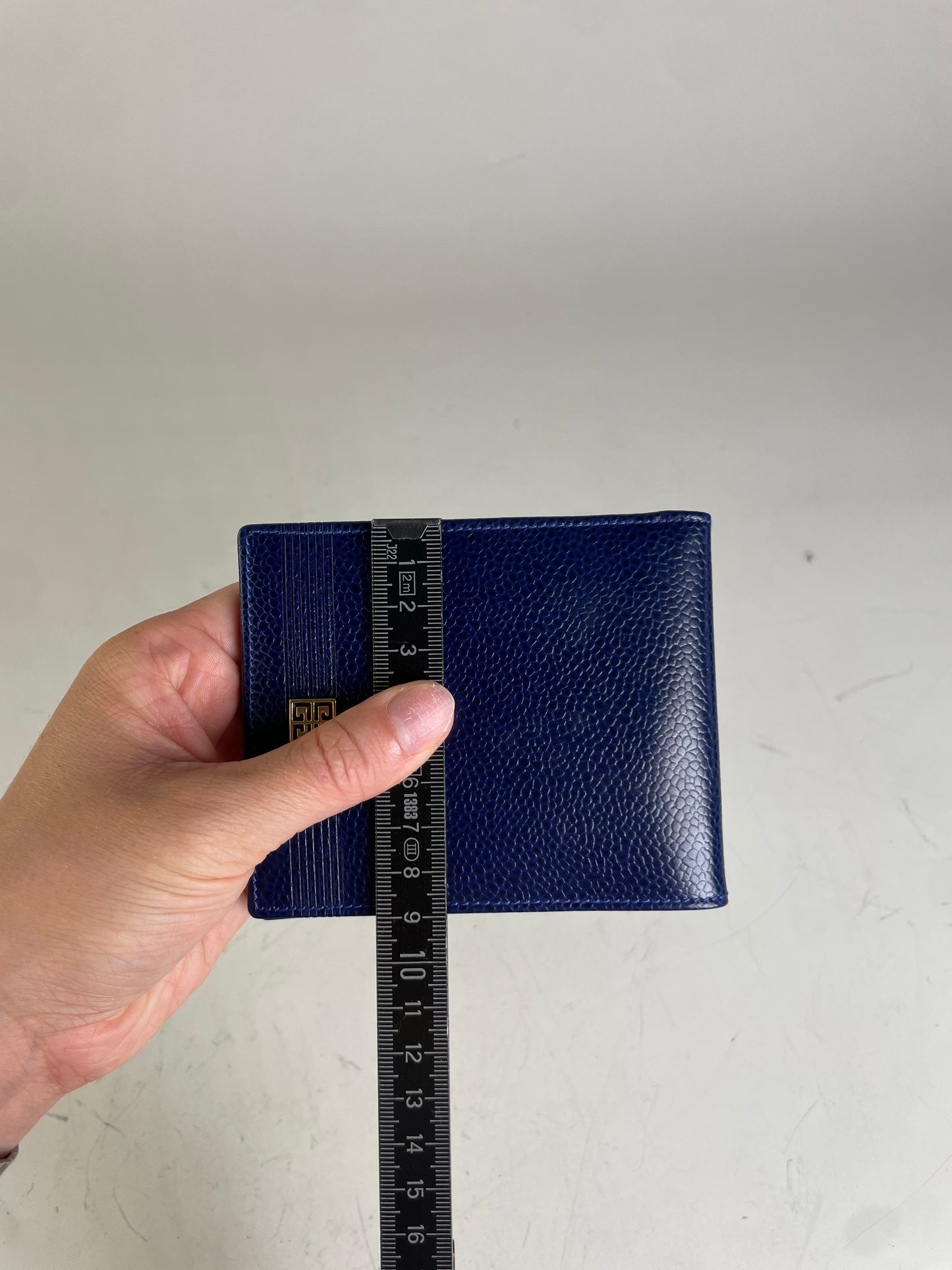 Vintage Givenchy Pebbled Leather Wallet Navy Gold