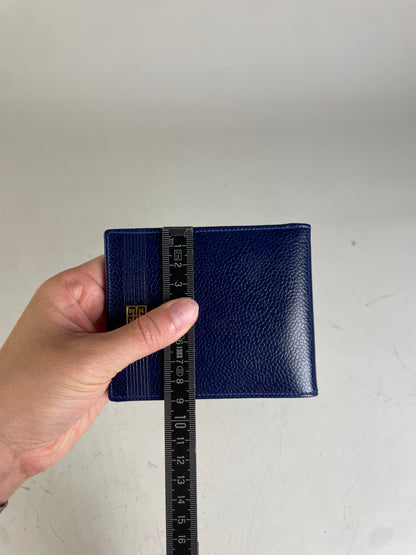 Vintage Givenchy Pebbled Leather Wallet Navy Gold