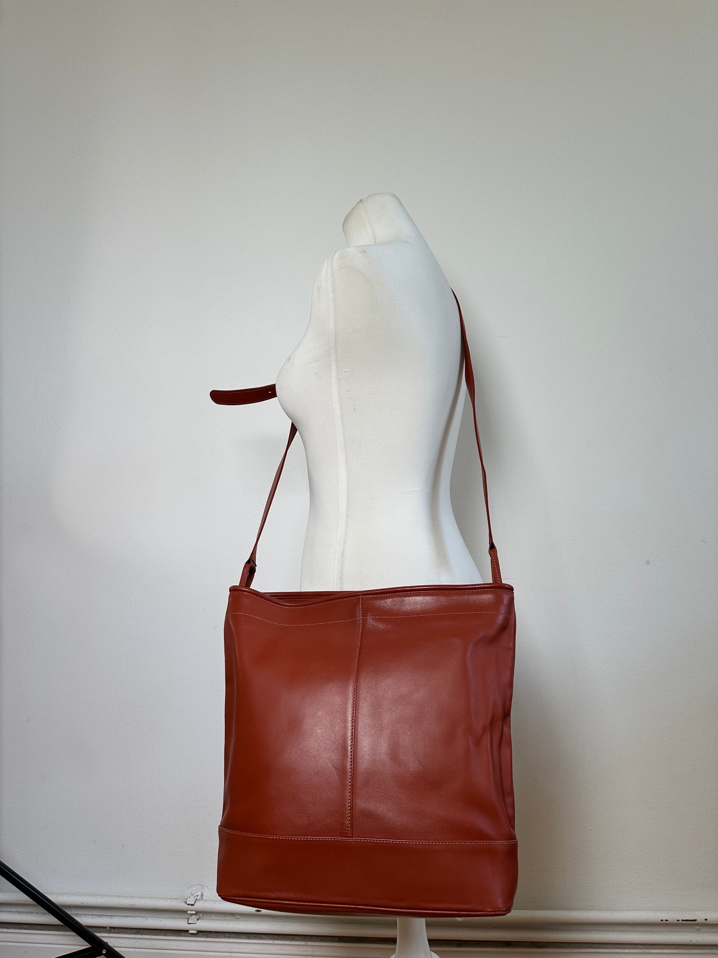 Vintage Issey Miyake Leather Tote Bag Rust