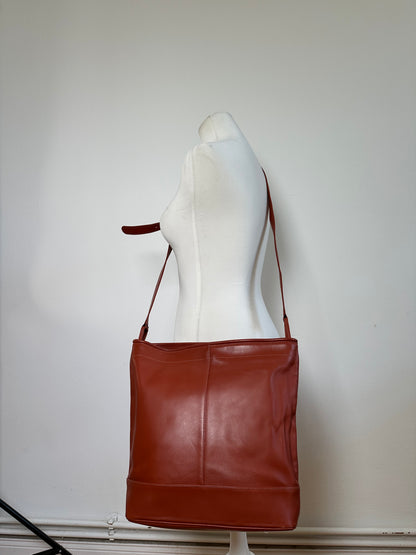 Vintage Issey Miyake Leather Tote Bag Rust
