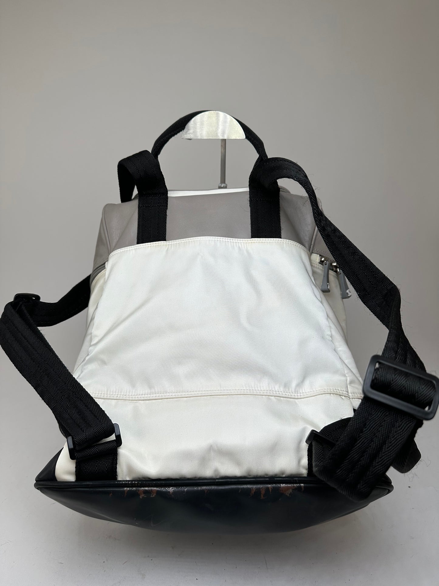 Vintage CHANEL Backpack Nylon Cream Black