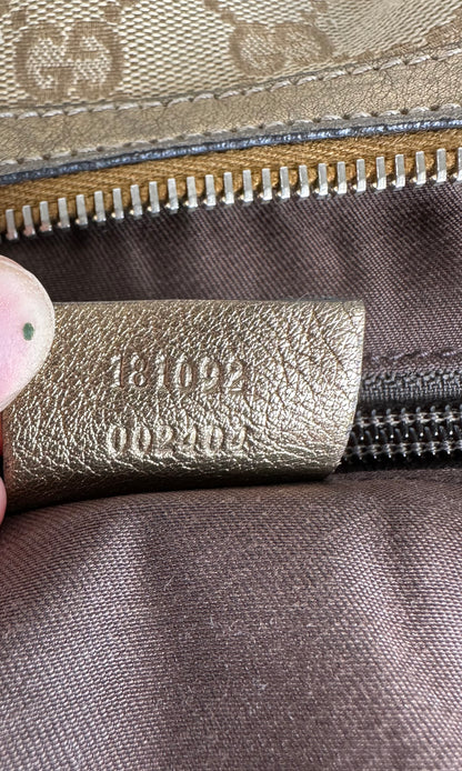 Vintage Gucci Croissant Canvas Monogram Multiway Bag Gold Beige