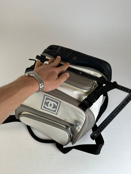 Vintage CHANEL Backpack Nylon Cream Black