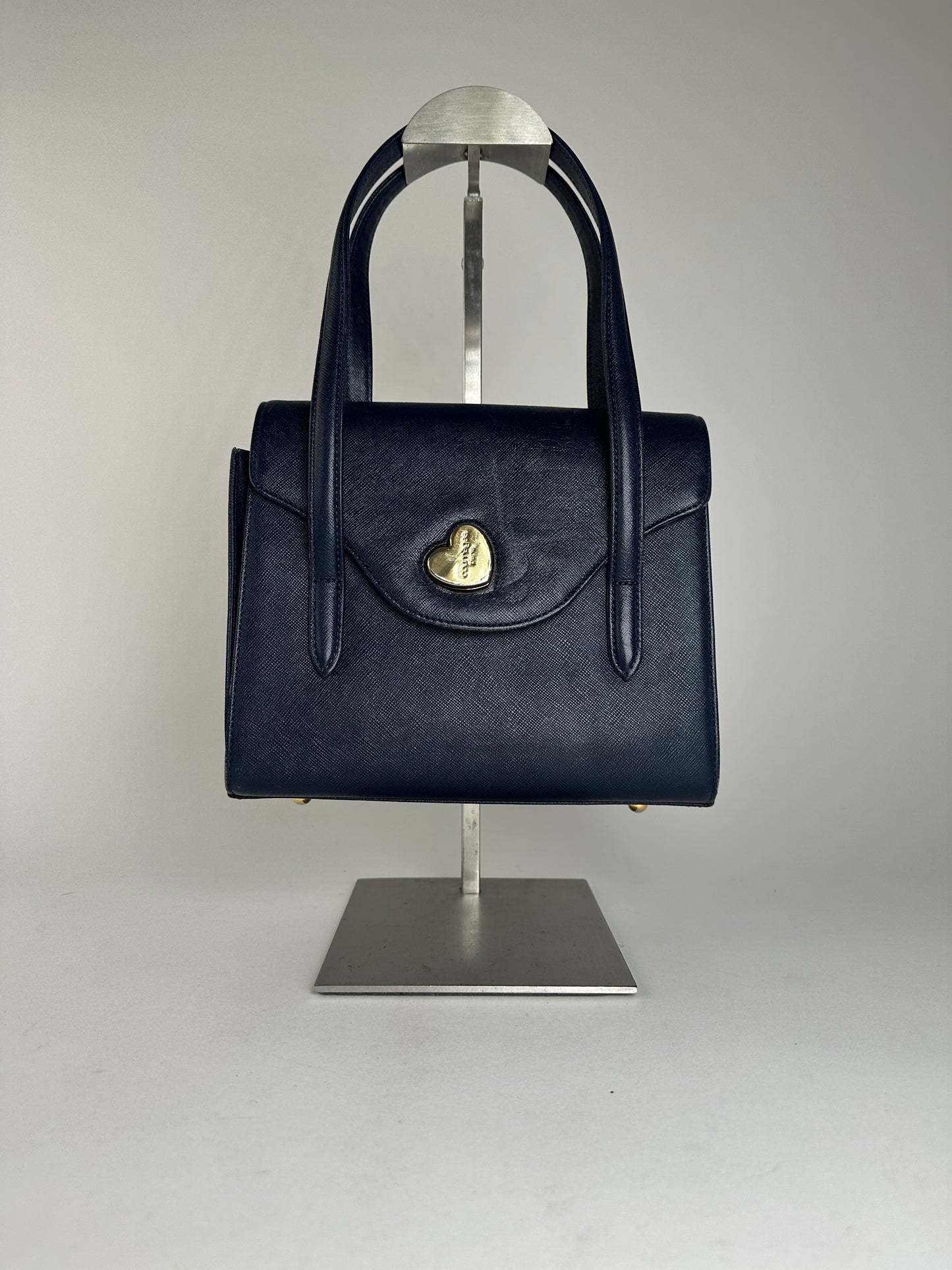 Vintage Courreges Leather Handbag Navy