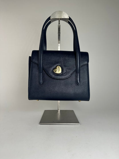 Vintage Courreges Leather Handbag Navy