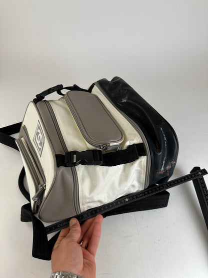 Vintage CHANEL Backpack Nylon Cream Black