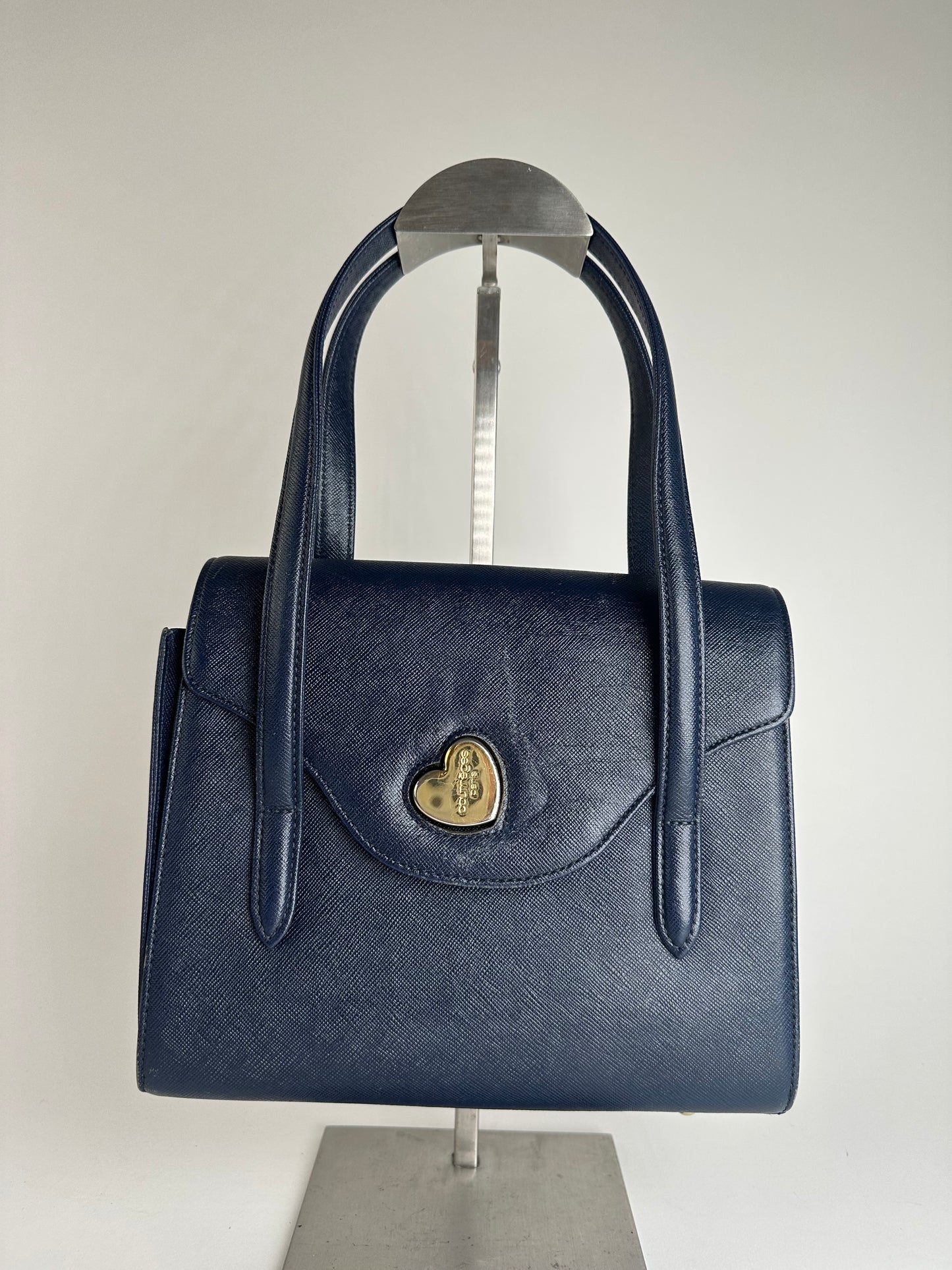 Vintage Courreges Leather Handbag Navy