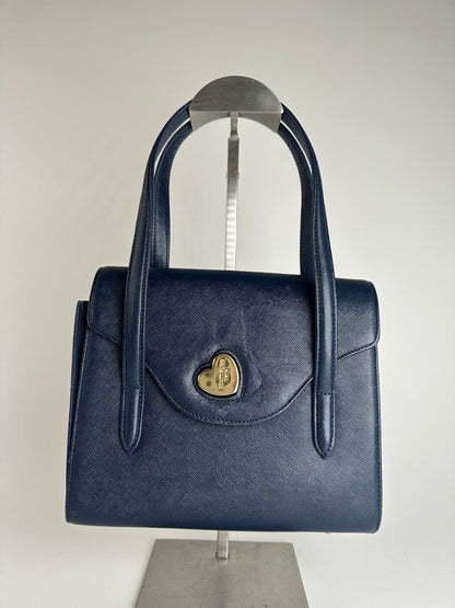 Vintage Courreges Leather Handbag Navy