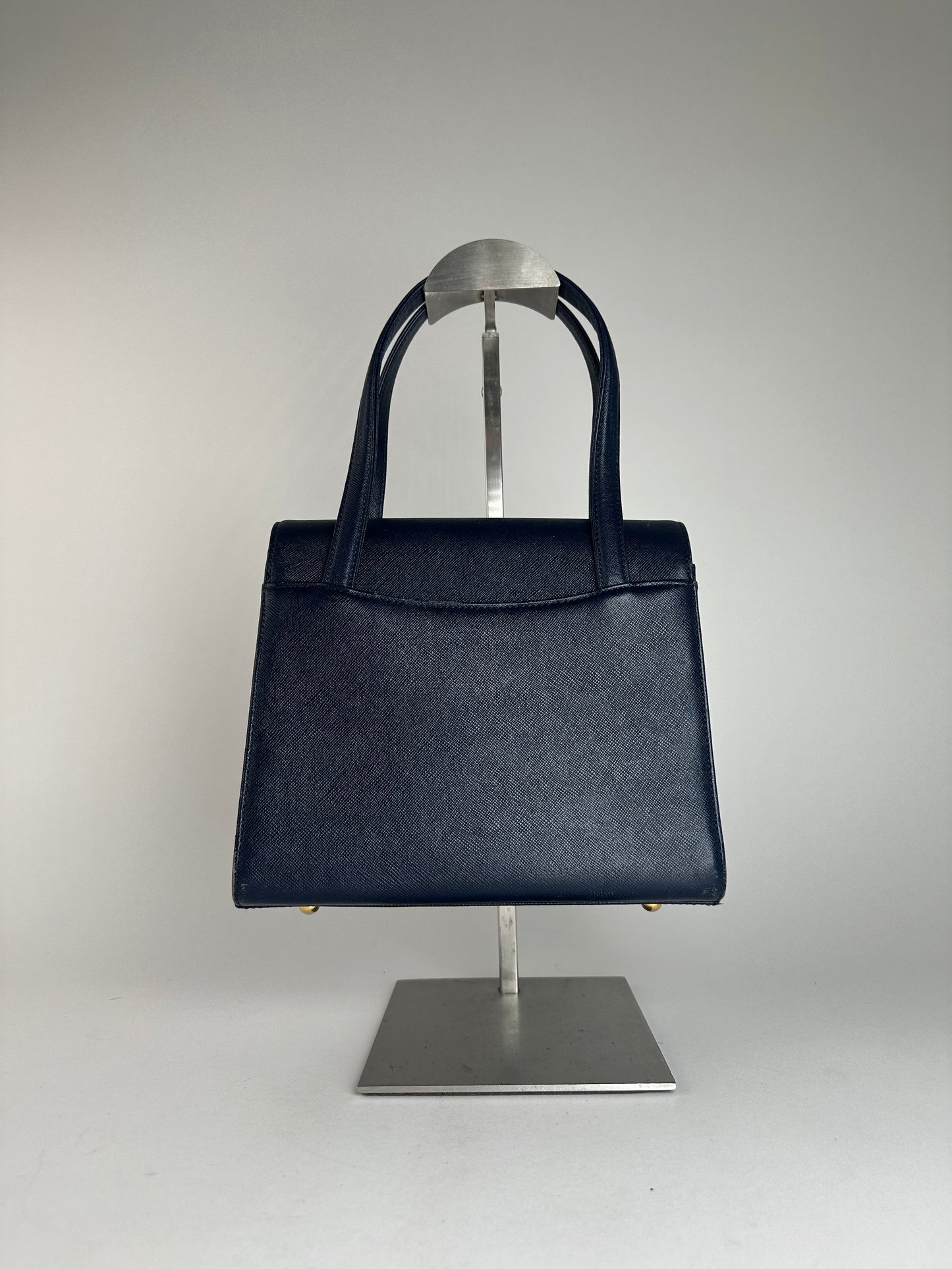 Vintage Courreges Leather Handbag Navy