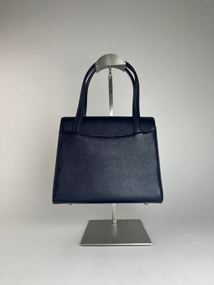 Vintage Courreges Leather Handbag Navy