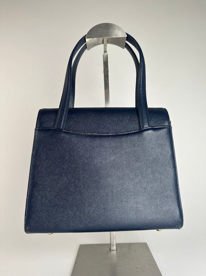 Vintage Courreges Leather Handbag Navy
