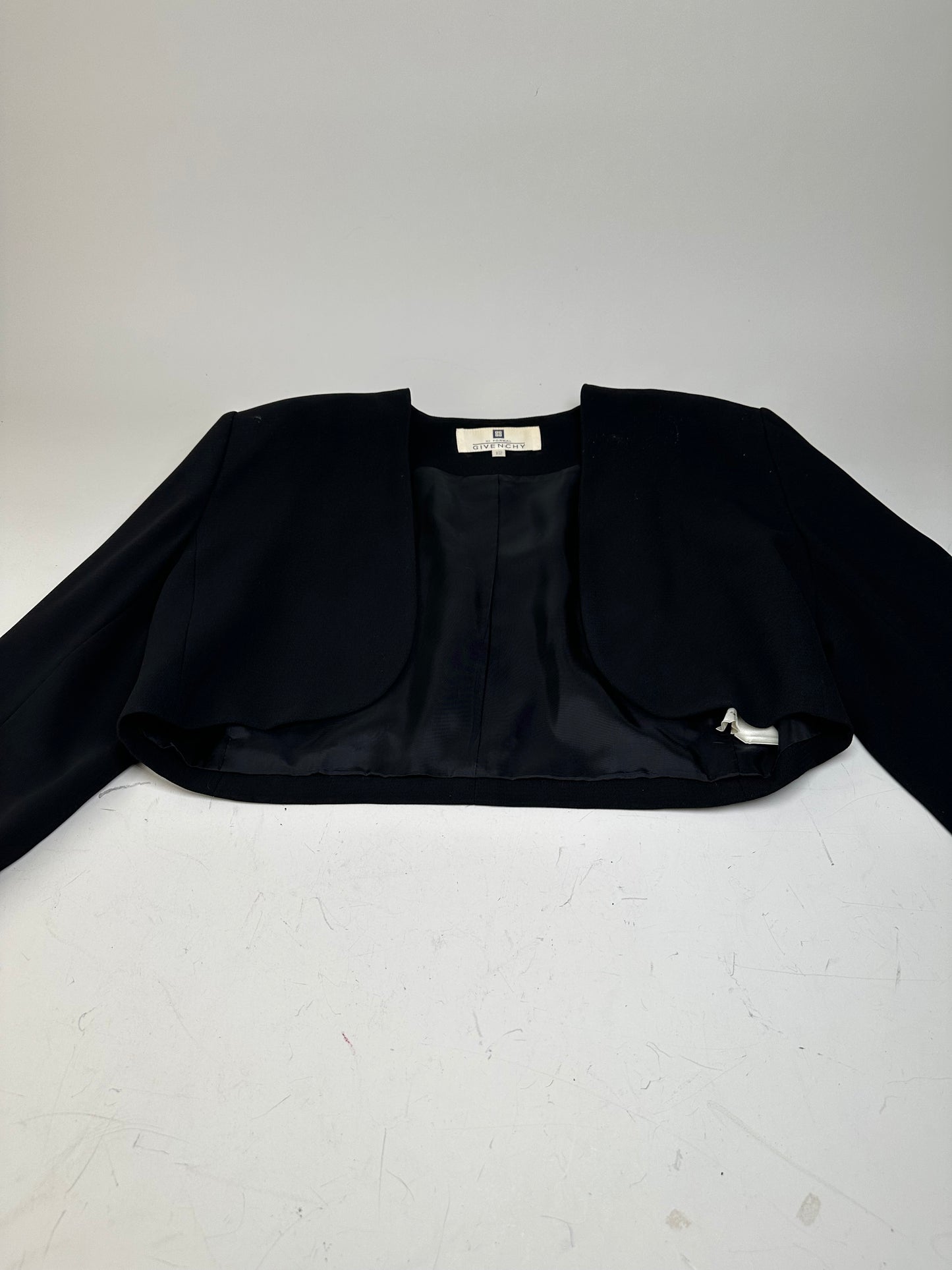 Vintage Givenchy Cropped Wool Blend Jacket Black XL