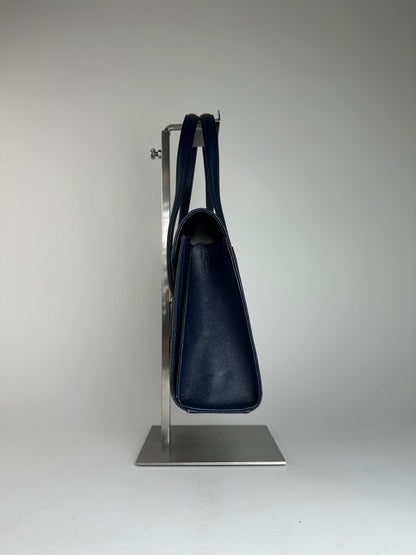 Vintage Courreges Leather Handbag Navy