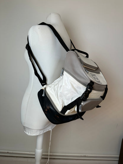 Vintage CHANEL Backpack Nylon Cream Black