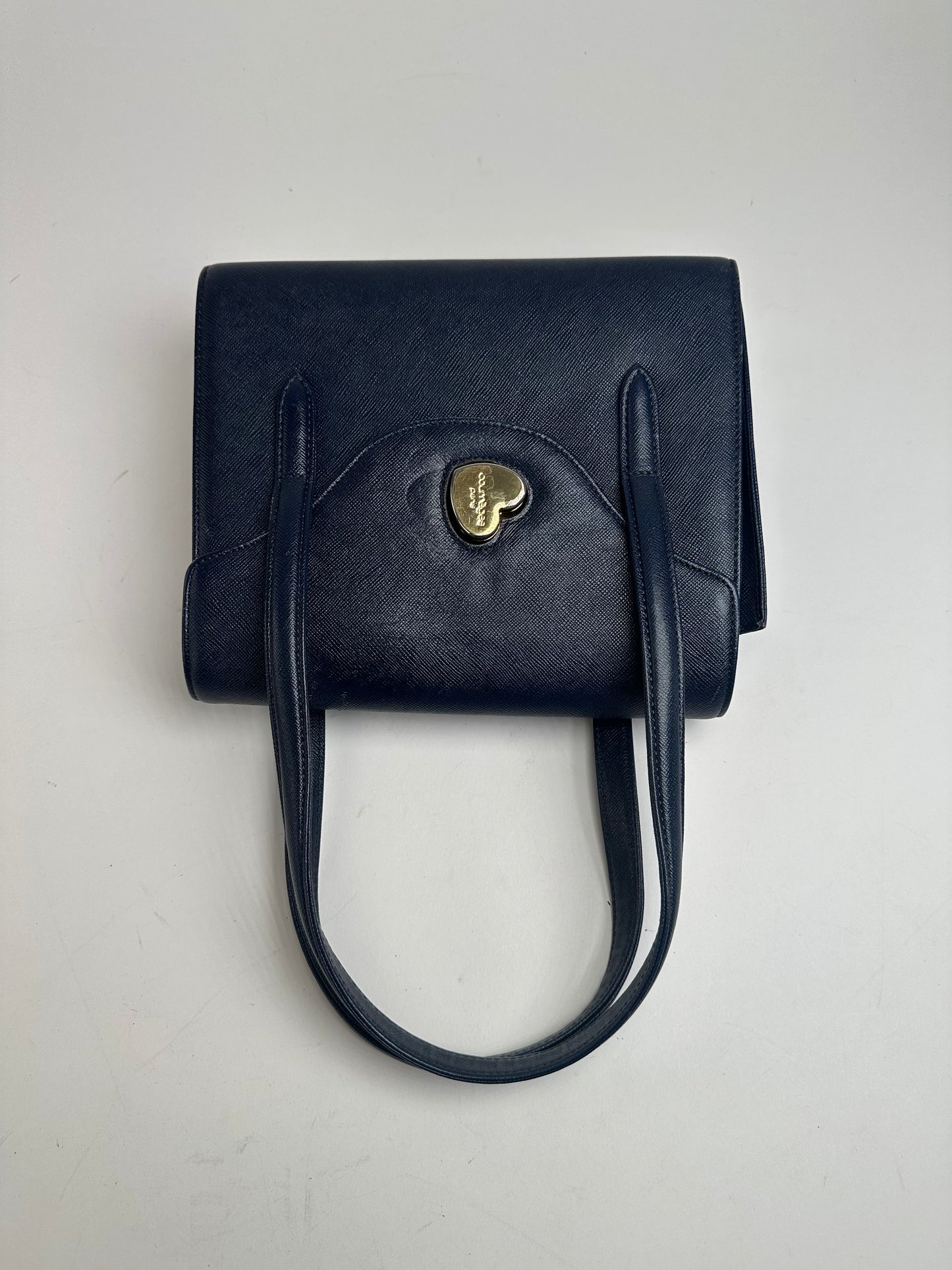 Vintage Courreges Leather Handbag Navy