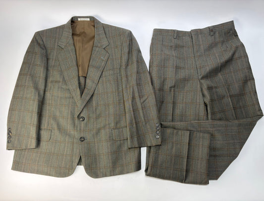 Vintage Givenchy Men's Wool Suit Set Plaid Late 1980s M