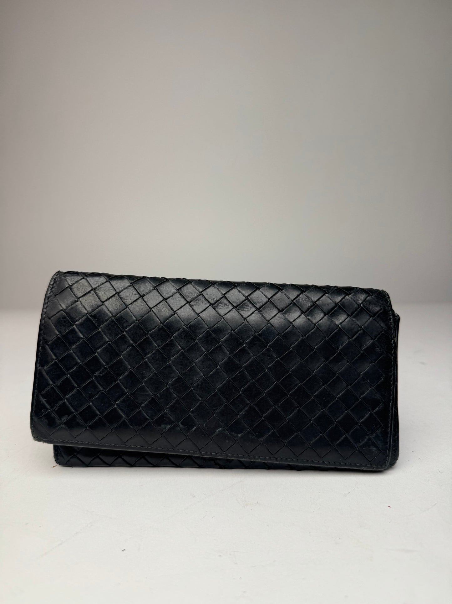 Vintage Bottega Veneta Intrecciato Leather Card Holder / ID Holder Black