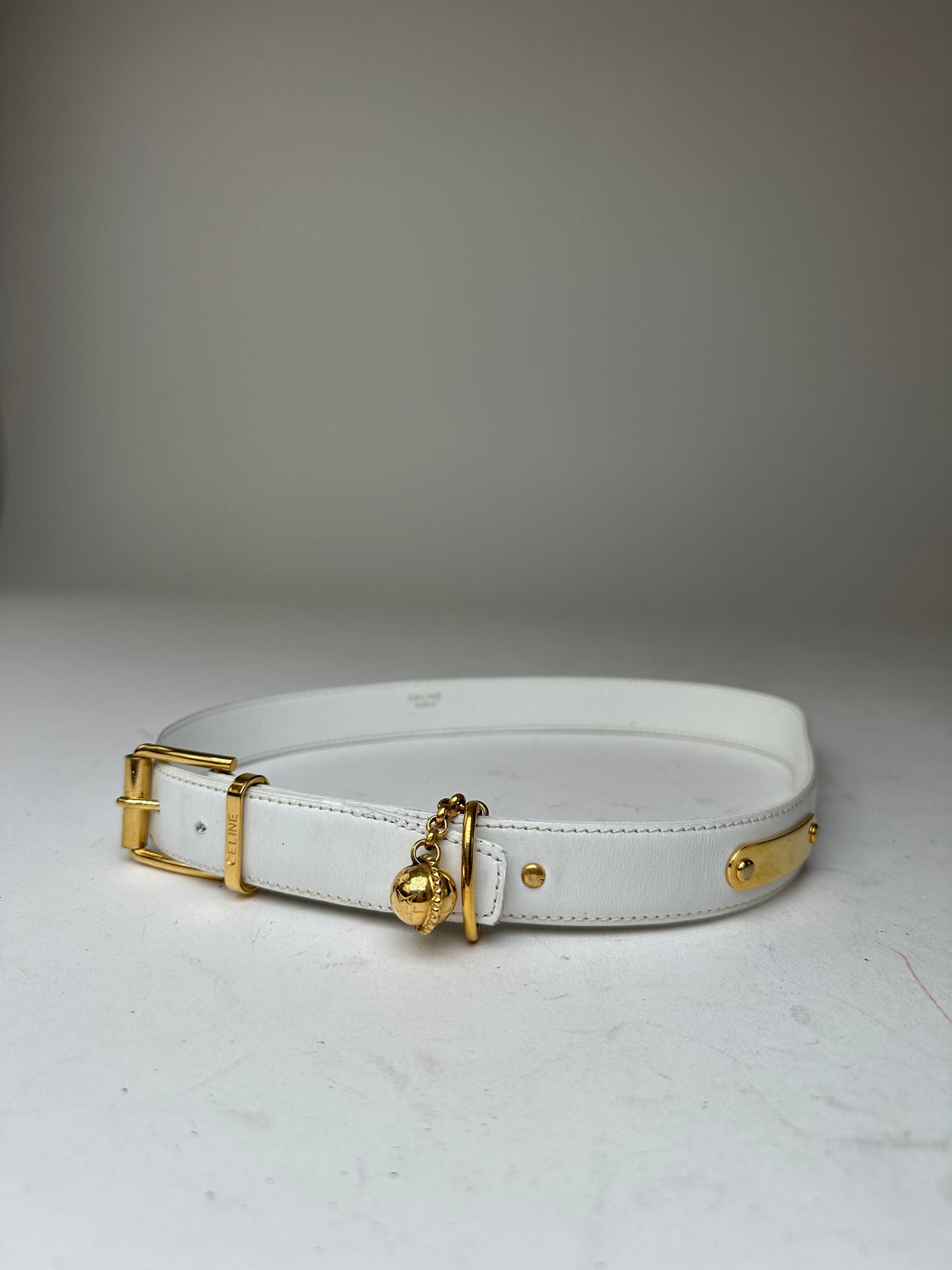 Vintage Celine Belt White Leather