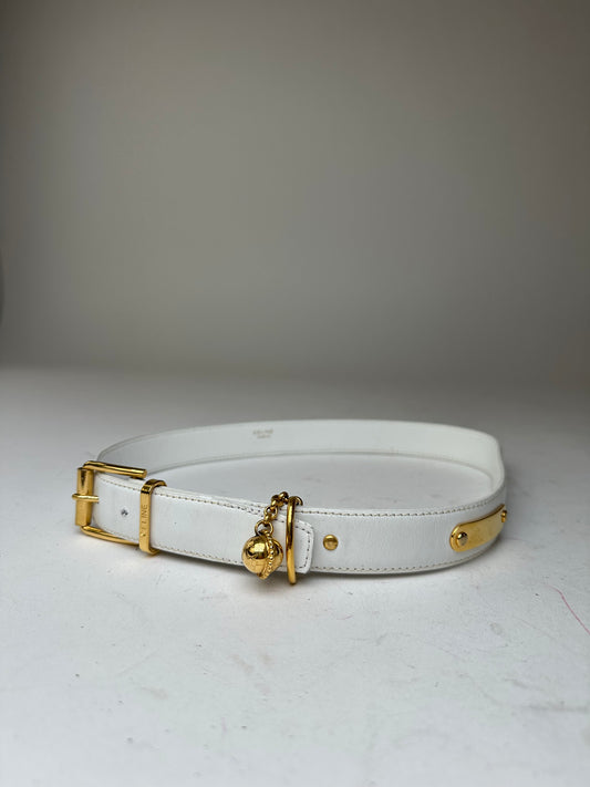 Vintage Celine Belt White Leather