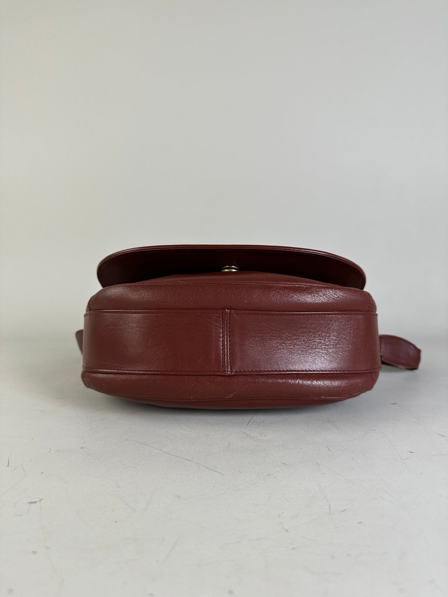 Vintage Cartier Leather Shoulder Bag Burgundy Gold
