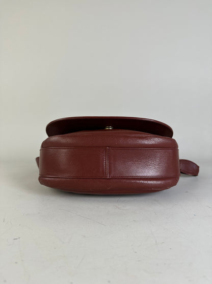 Vintage Cartier Leather Shoulder Bag Burgundy Gold