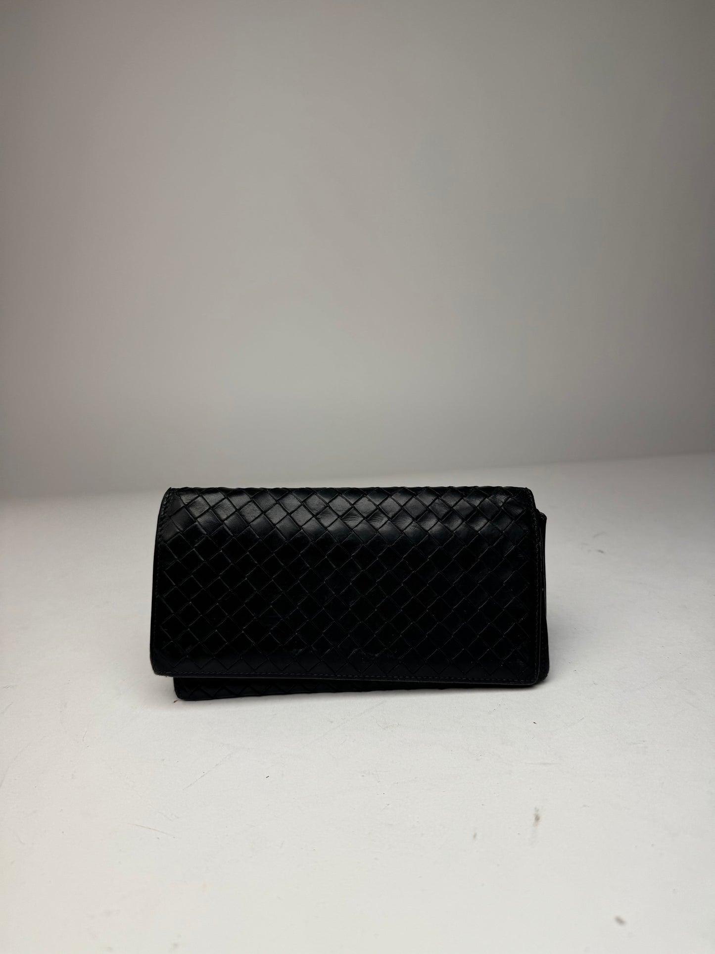 Vintage Bottega Veneta Intrecciato Leather Card Holder / ID Holder Black