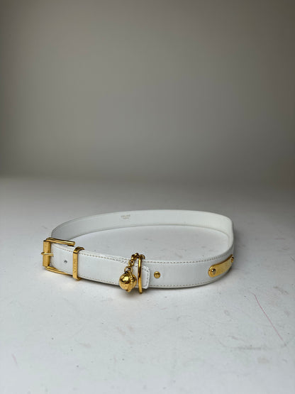 Vintage Celine Belt White Leather