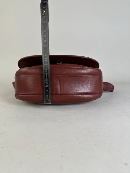 Vintage Cartier Leather Shoulder Bag Burgundy Gold