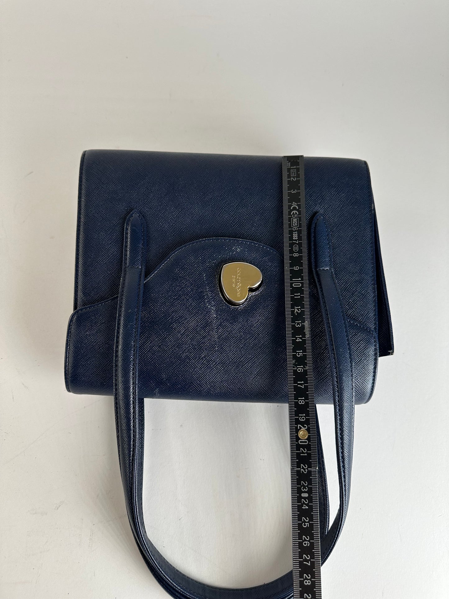 Vintage Courreges Leather Handbag Navy