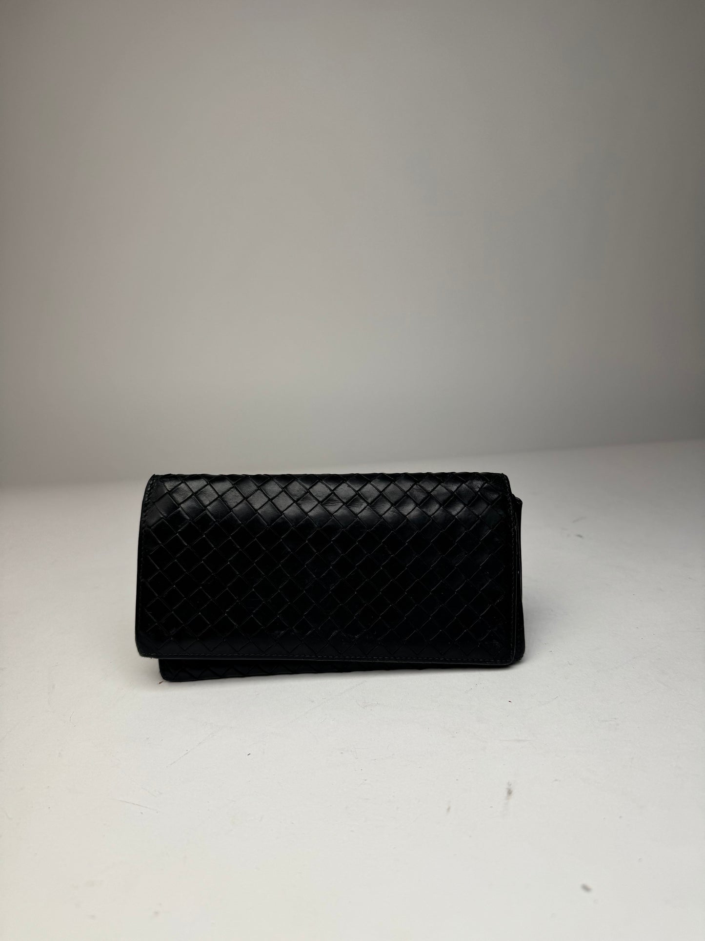 Vintage Bottega Veneta Intrecciato Leather Card Holder / ID Holder Black